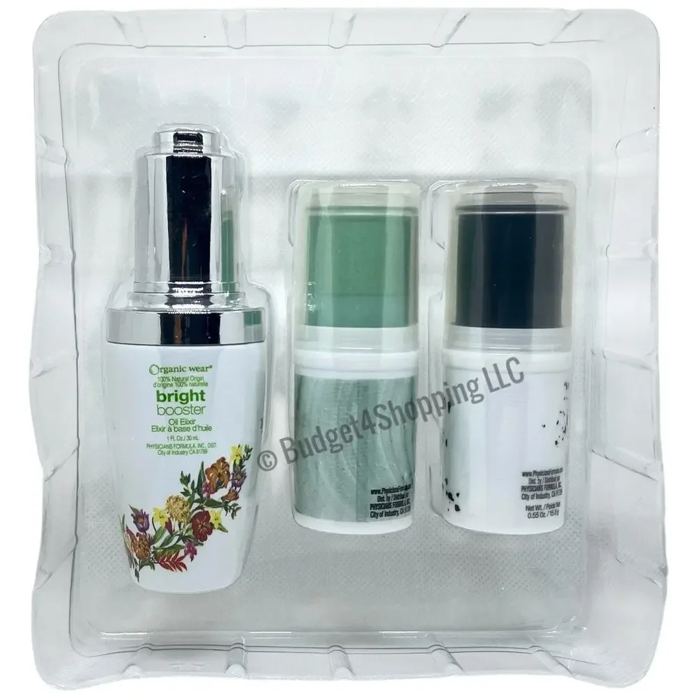 Physicians Formula Charcoal Detox Gift Set 3PC Clay Mask Oil Elixir Organic Wear
